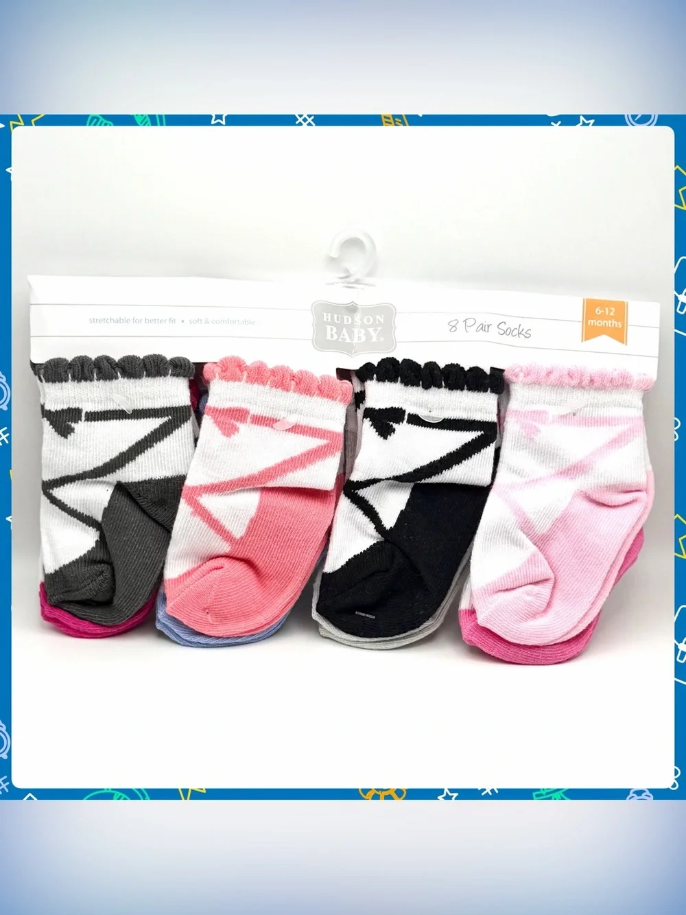 New Lot 8 HUDSON BABY Multi-Color Cotton Ballet Slipper Socks Size 6-12 Months